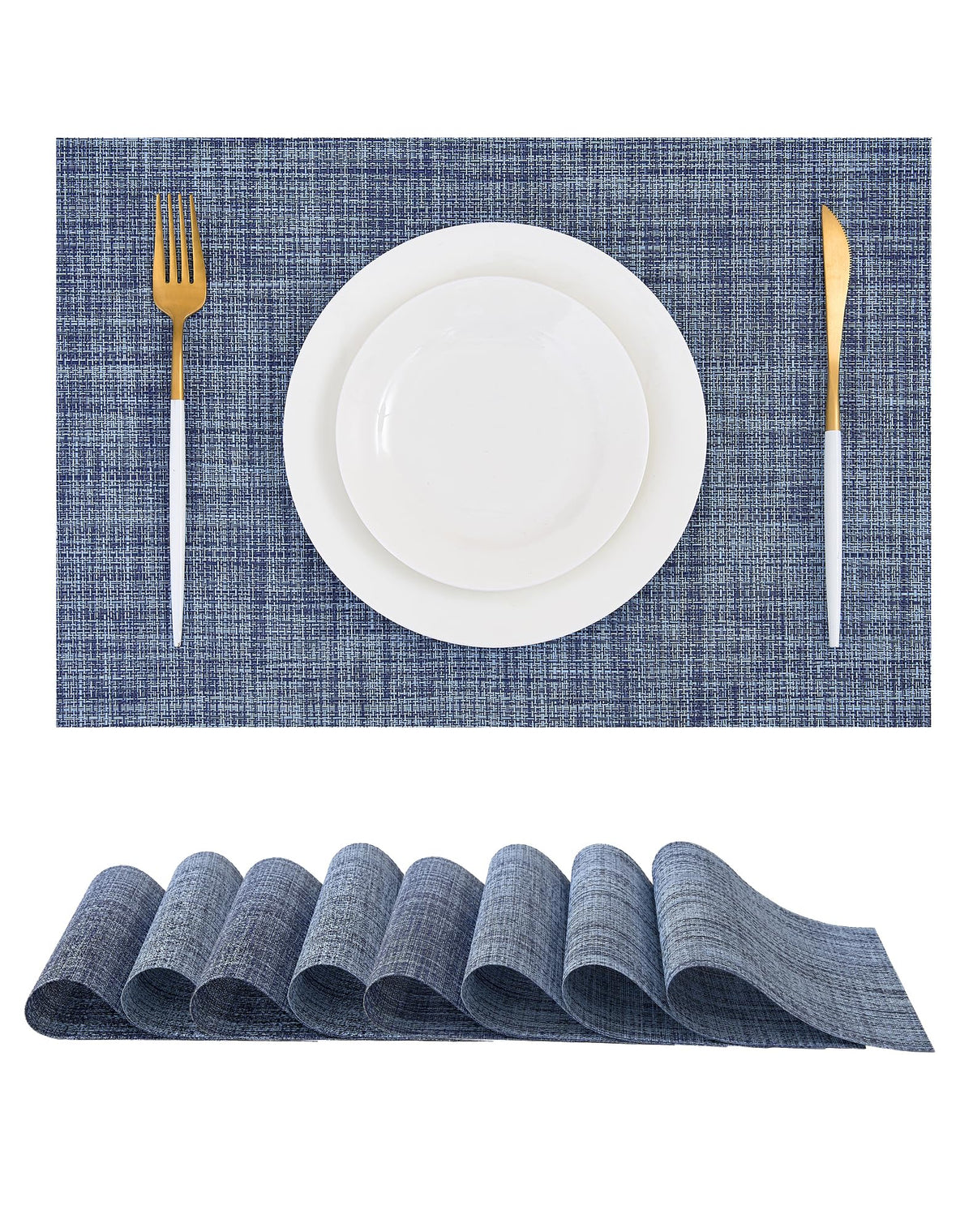 Beige White Placemats Set of 4 - Heat Resistant Non-Slip Place mats for Dining Table, Washable Durable PVC Vinyl Woven Table Mats(Beige White, 4)