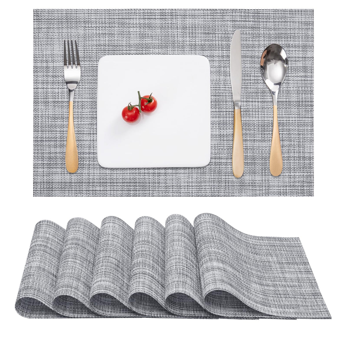 Myir JUN Black Placemats Set of 8 Kitchen and Dining Table Placemats
