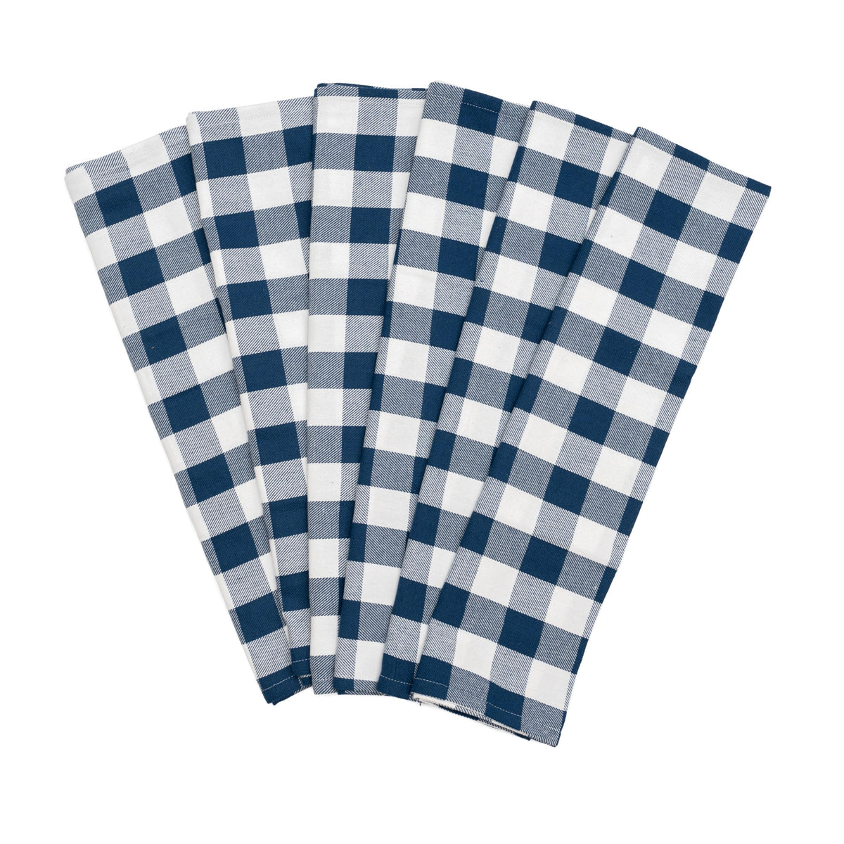 Aqua 6 Pack Large Cotton Tea Towels - 30" x 20" with Hanging Loop - Highly Absorbent, Lint-Free, Washable Teal Kitchen Towels - Plaid Pattern