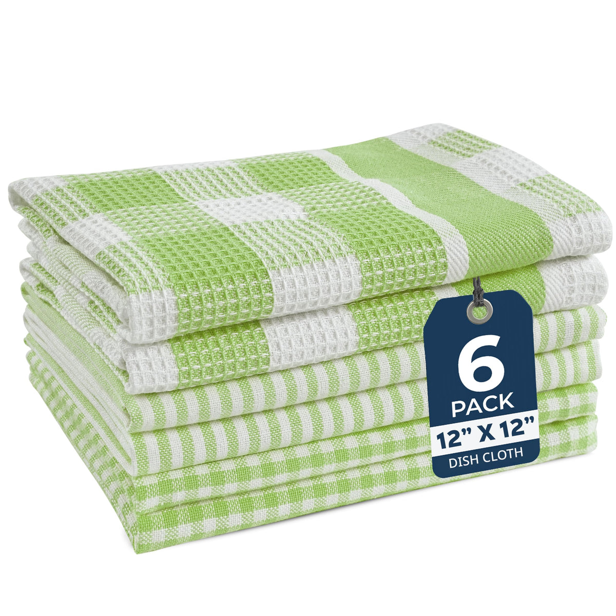 LANE LINEN 100% Cotton Kitchen Dish Cloths, Ultra Soft Absorbent Quick Drying Dish Towels, Multiweave Wash Cloths Dish Towel Sets, 13x28 Inches, 4 Pack - Grey