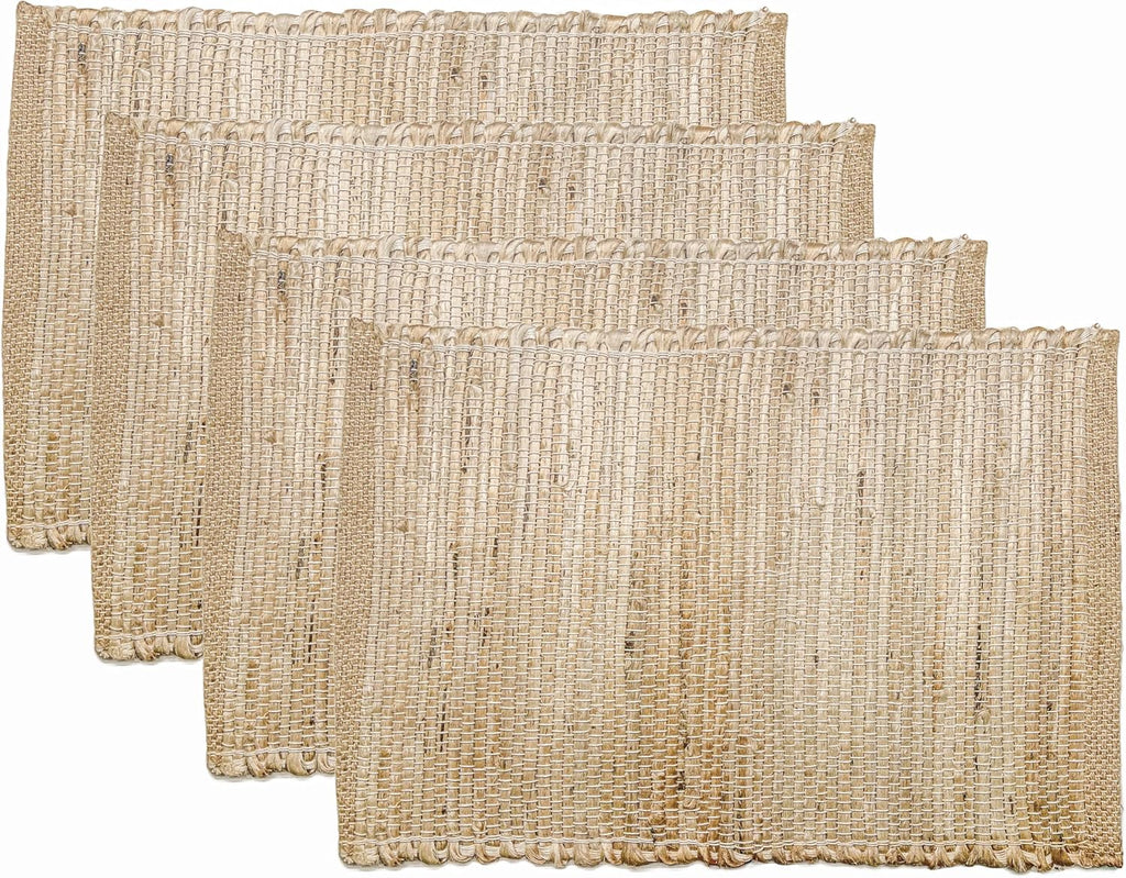 Chardin Home Eco-Friendly Natural Jute/Hemp Placemats 13''x''19, Set of 4 Natural/Beige Table Mats | Perfect for Holidays, Thanksgiving, Christmas, or Everyday Meals