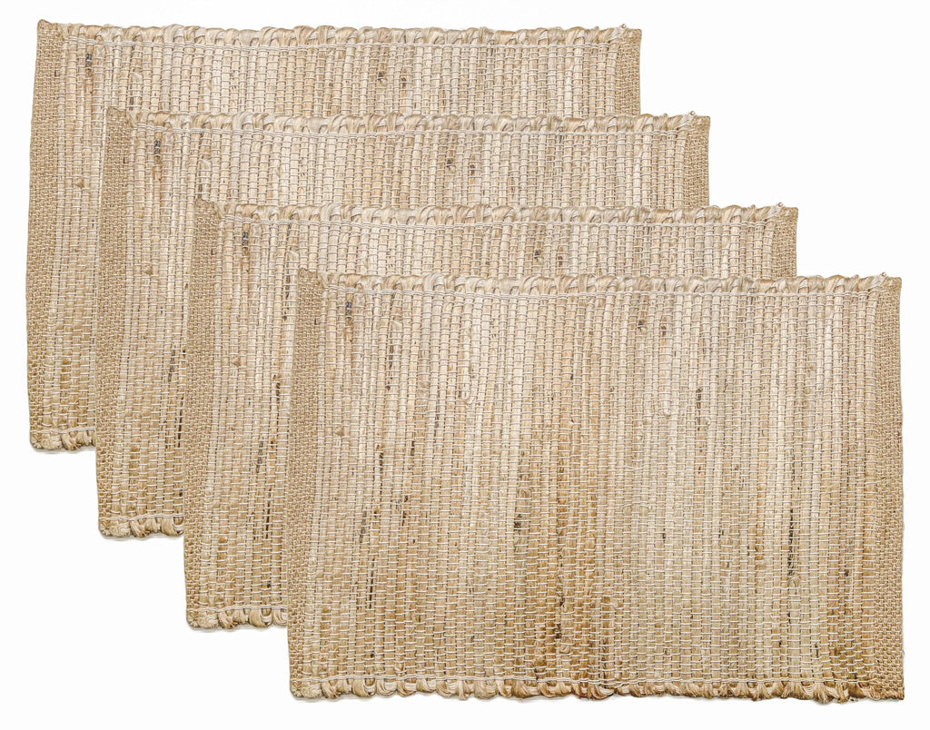 Chardin Home Eco-Friendly Natural Jute/Hemp Placemats 13''x''19, Set of 4 Natural/Beige Table Mats | Perfect for Holidays, Thanksgiving, Christmas, or Everyday Meals