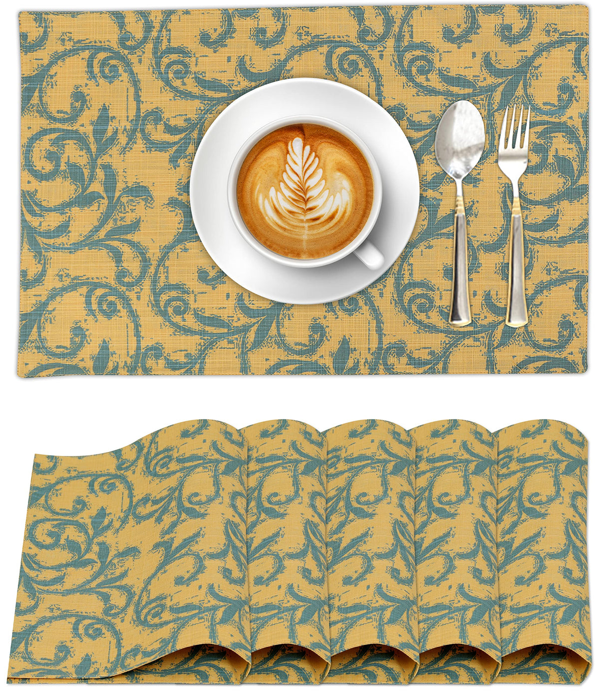 Ruvanti Placemats Set of 6, 100% Cotton Place Mats of 13"x19", Multi Stripe