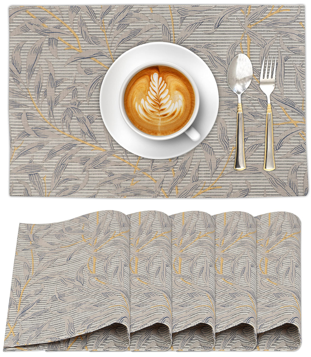 Ruvanti Placemats Set of 6, 100% Cotton Place Mats of 13"x19", Multi Stripe