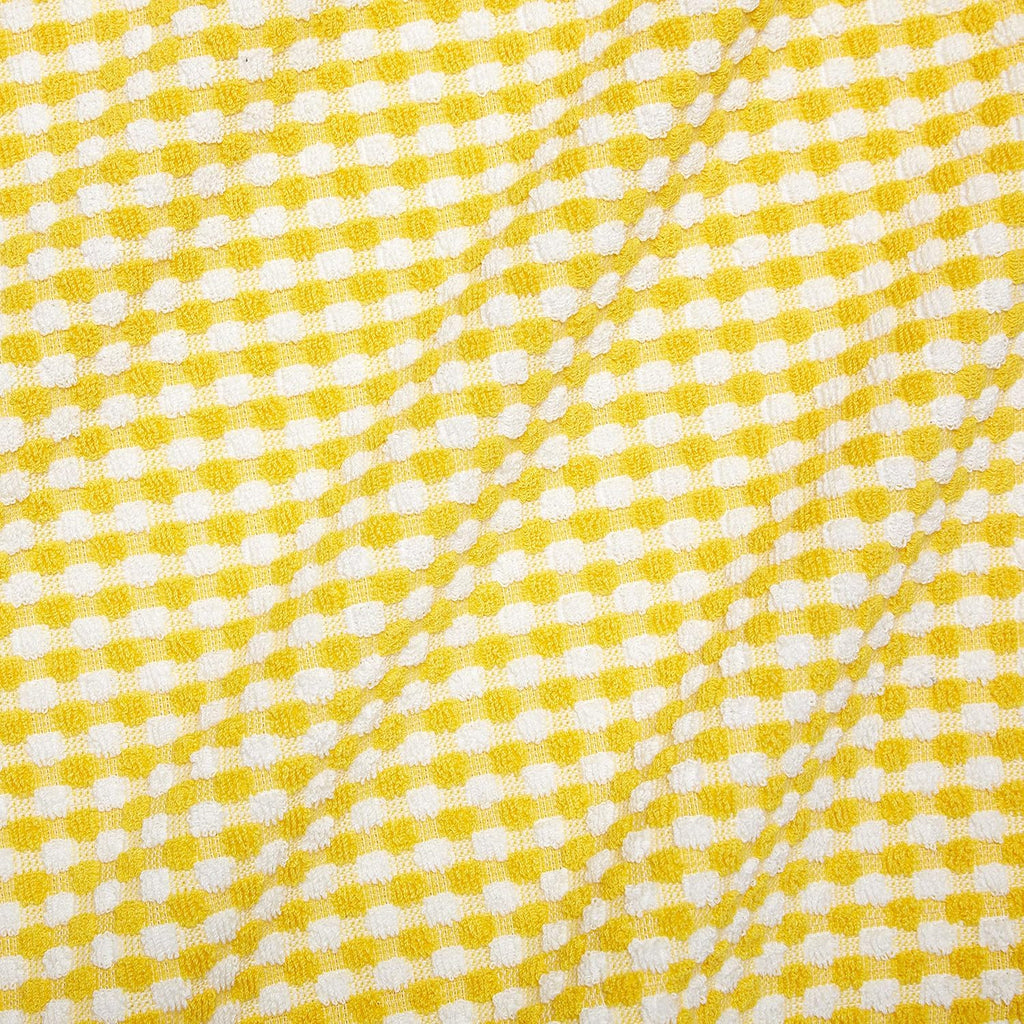 Gingham Check Terrycloth Kitchen Dish Towel Absorbent Large 18 x 28 Inches with Hanging Loop, Set of 4 (Lemon Yellow)