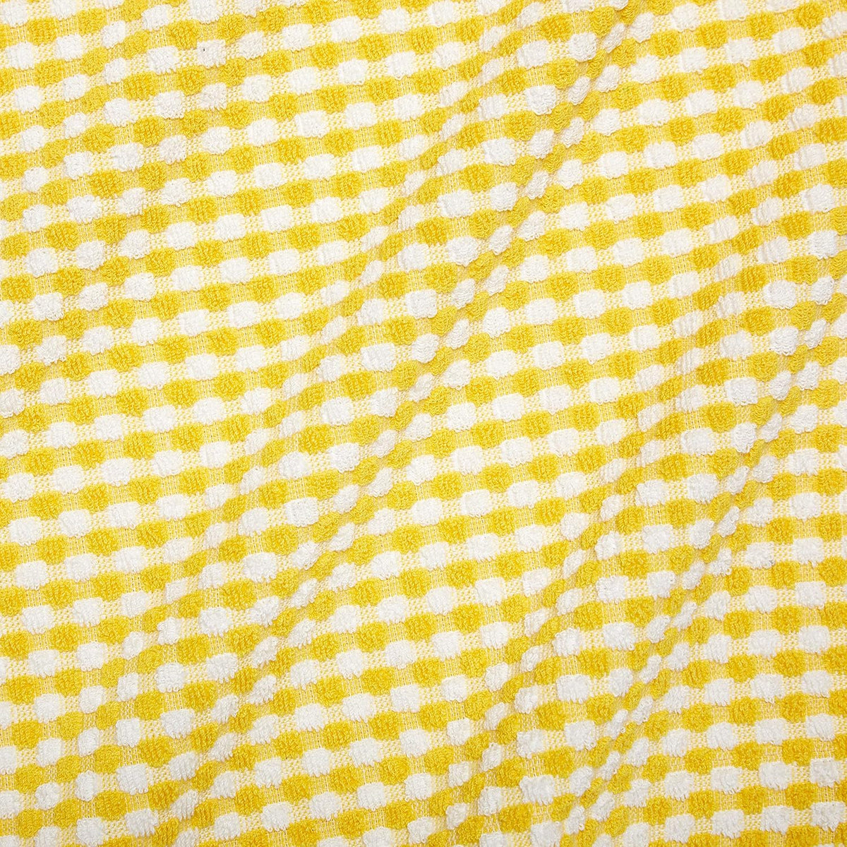 Gingham Check Terrycloth Kitchen Dish Towel Absorbent Large 18 x 28 Inches with Hanging Loop, Set of 4 (Lemon Yellow)