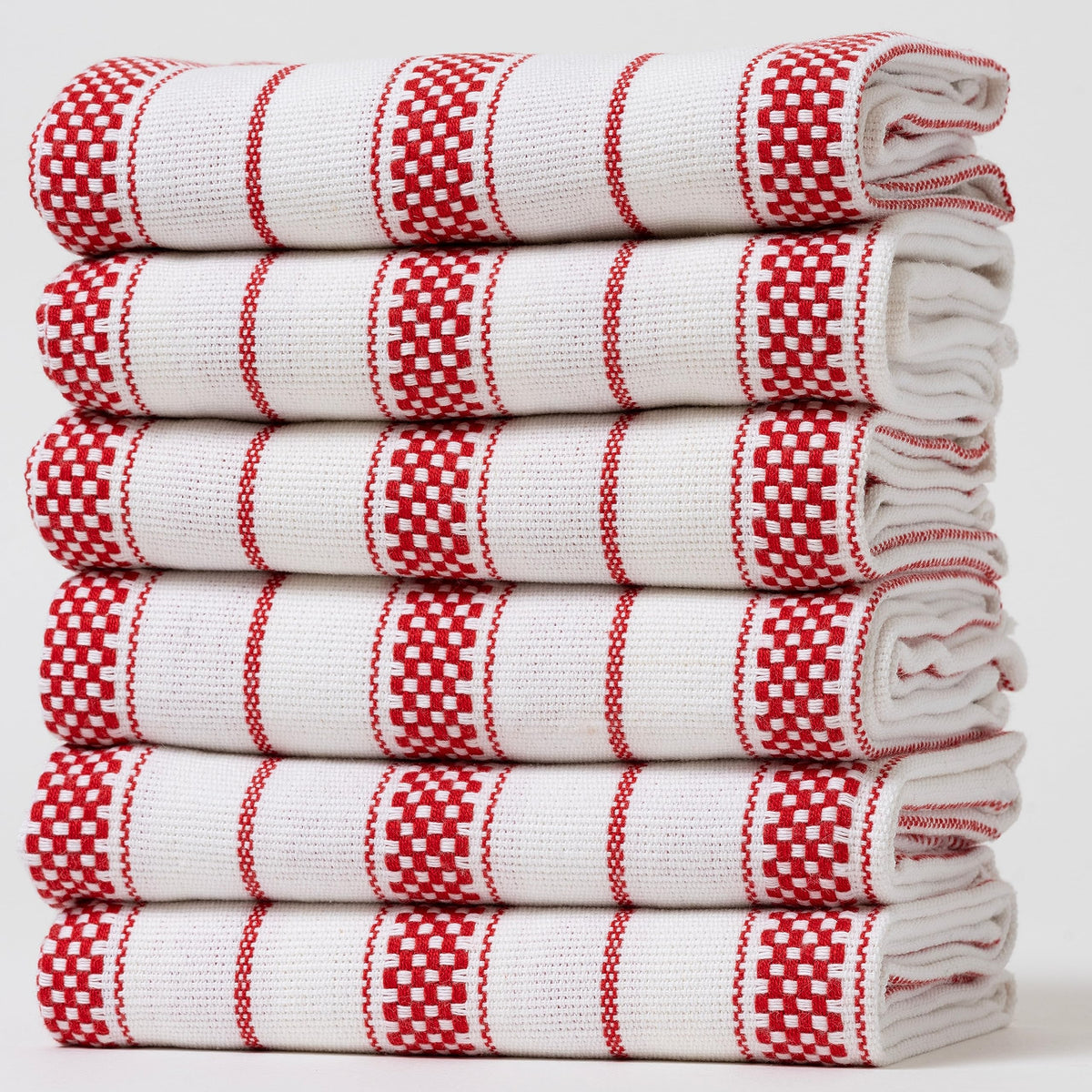 Kitchen Towels Set – Pack of 6 (20’’ x 30’’) Extra Large Premium Cotton Dish Towels for Kitchen – Chain Stripe Towels – Absorbent – 100% Cotton – with Hanging Loop – Beige