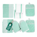 Casa Platino Silicone Oven Mitts Set, 8-Piece – 500°F Heat Resistant Mini Oven Mitt, Potholders for Kitchens, 2 Kitchen Towels & 2 Dish Cloths – Durable, Non-Slip & Machine Washable – Cornflower