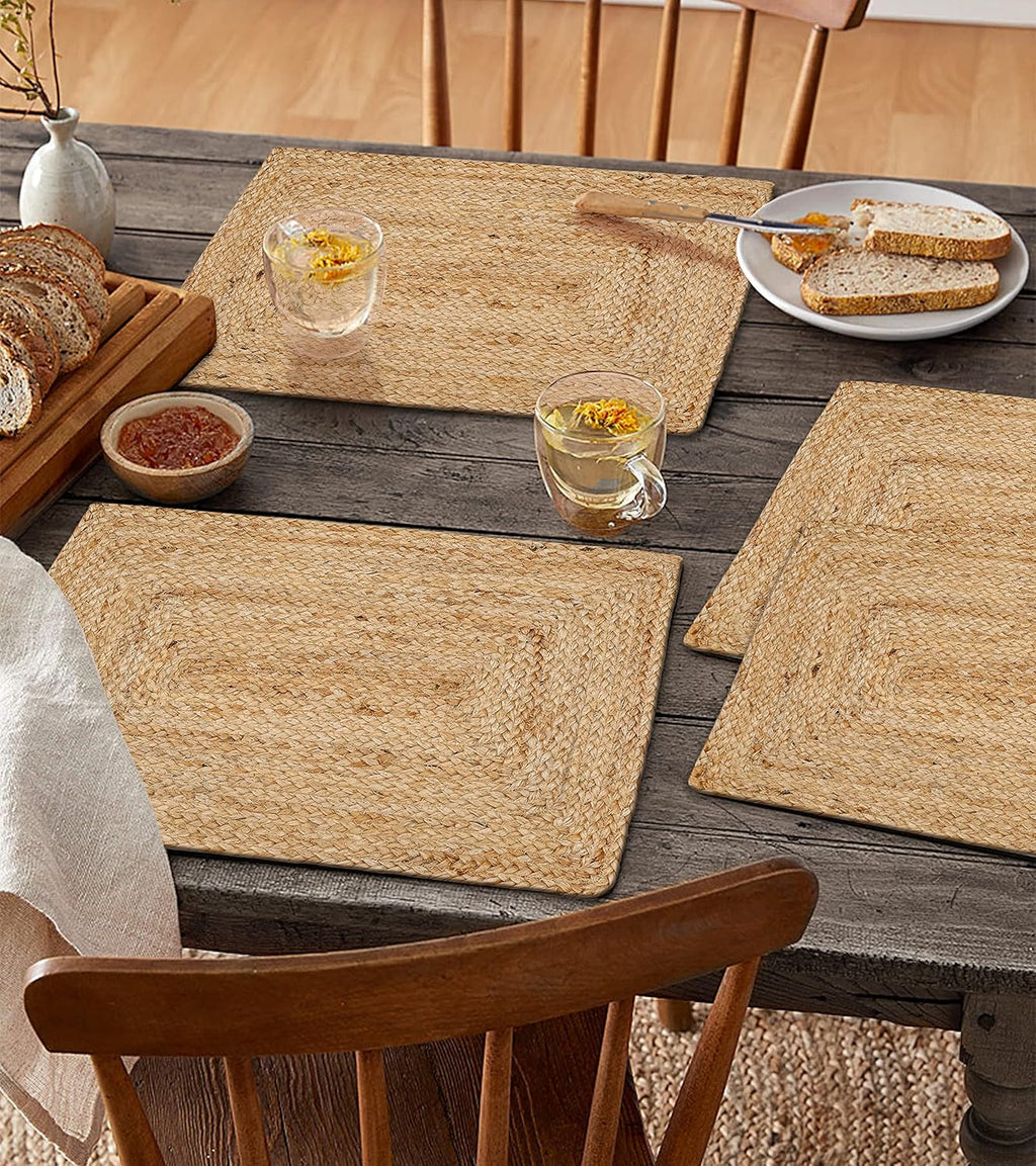 Hausattire Jute Braided Placemats, Natural, Set of 4