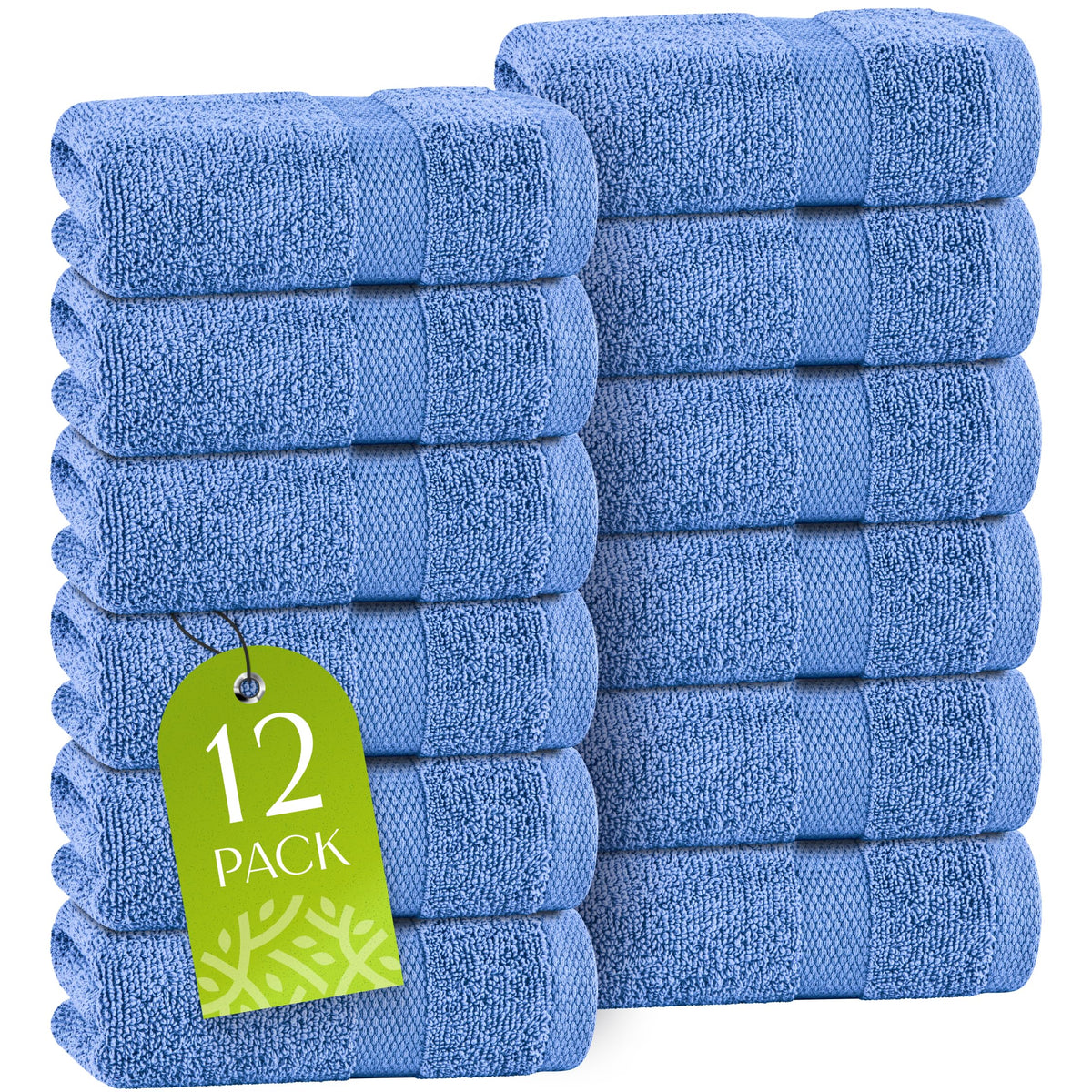 Premium Dish Towels for Kitchen, 8 Pack, 16x26 - 100% Cotton Kitchen Towels with Hanging Loop, Ultra Absorbent and Thick 410 GSM, Multicolor