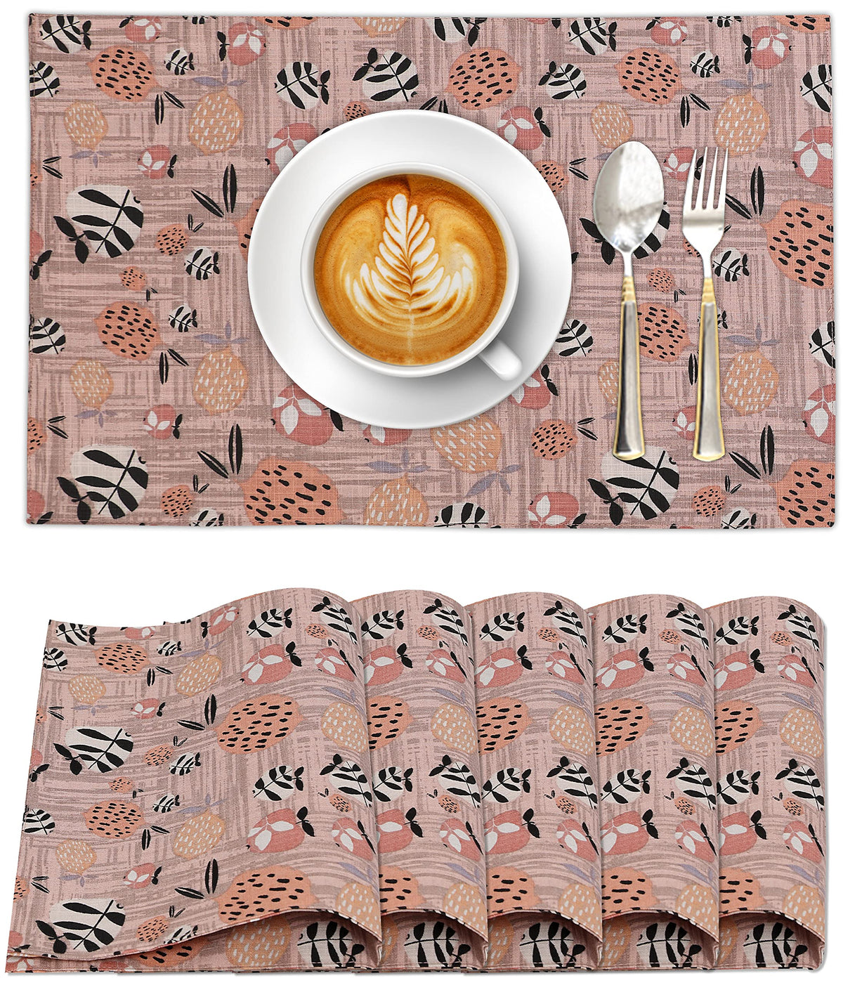 Ruvanti Placemats Set of 6, 100% Cotton Place Mats of 13"x19", Multi Stripe