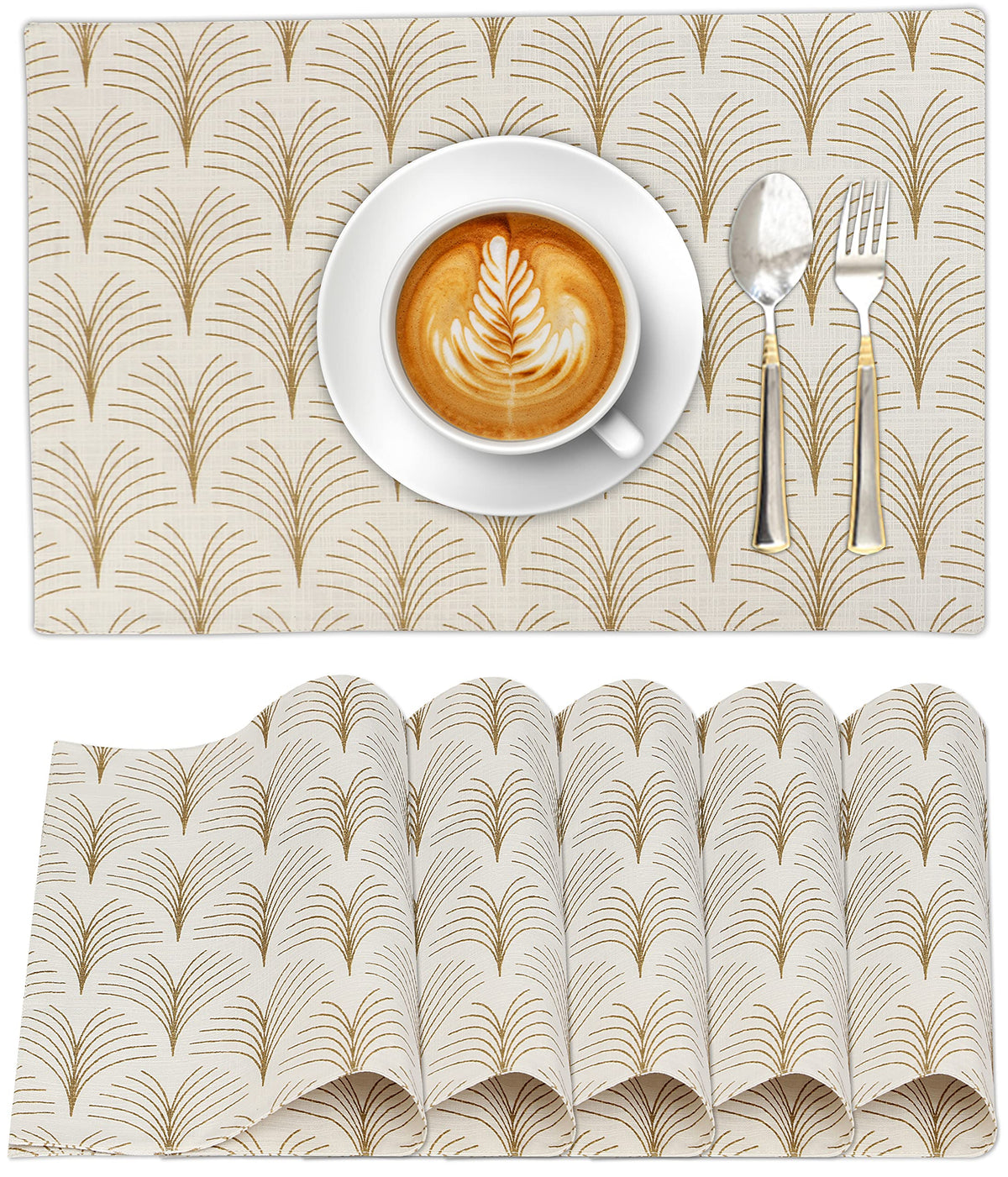 Ruvanti Placemats Set of 6, 100% Cotton Place Mats of 13"x19", Multi Stripe