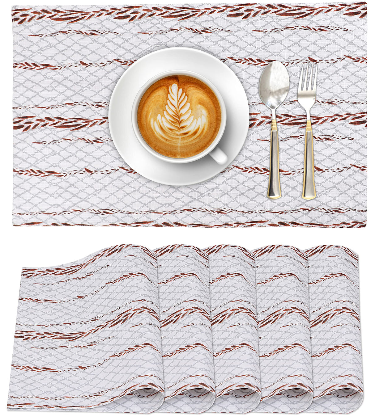Ruvanti Placemats Set of 6, 100% Cotton Place Mats of 13"x19", Multi Stripe