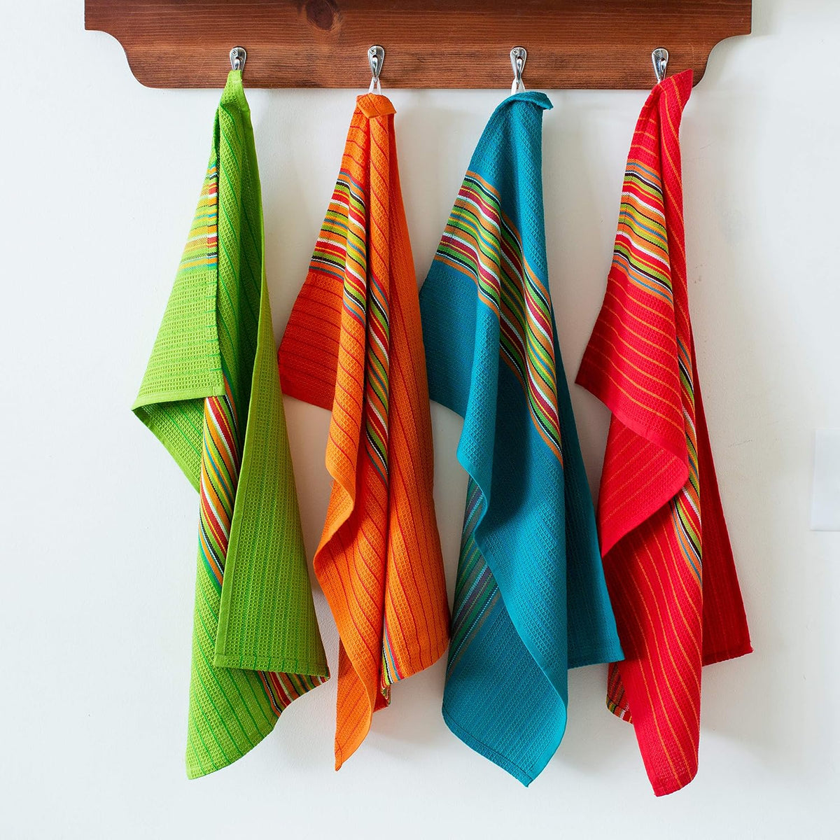 COTTON CRAFT Salsa Stripe Kitchen Towels - 12 Pack 100% Cotton Dish Cloth
