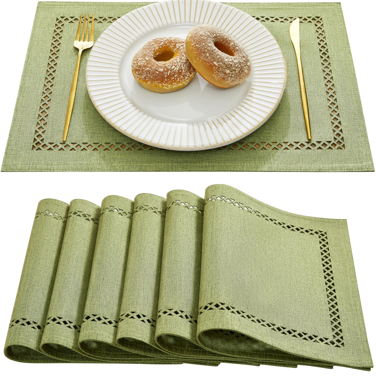 Orange Burlap Place Mats, Fall Placemats Set of 4, 12 x 18 Inch