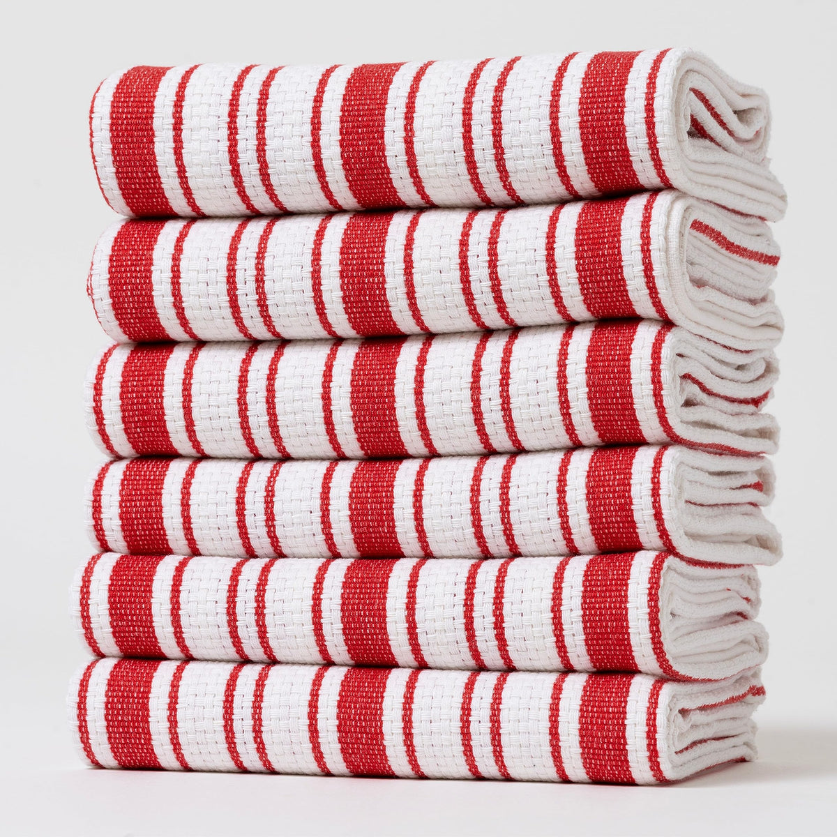 Kitchen Towels Set – Pack of 6 (20’’ x 30’’) Extra Large Premium Cotton Dish Towels for Kitchen – Chain Stripe Towels – Absorbent – 100% Cotton – with Hanging Loop – Beige