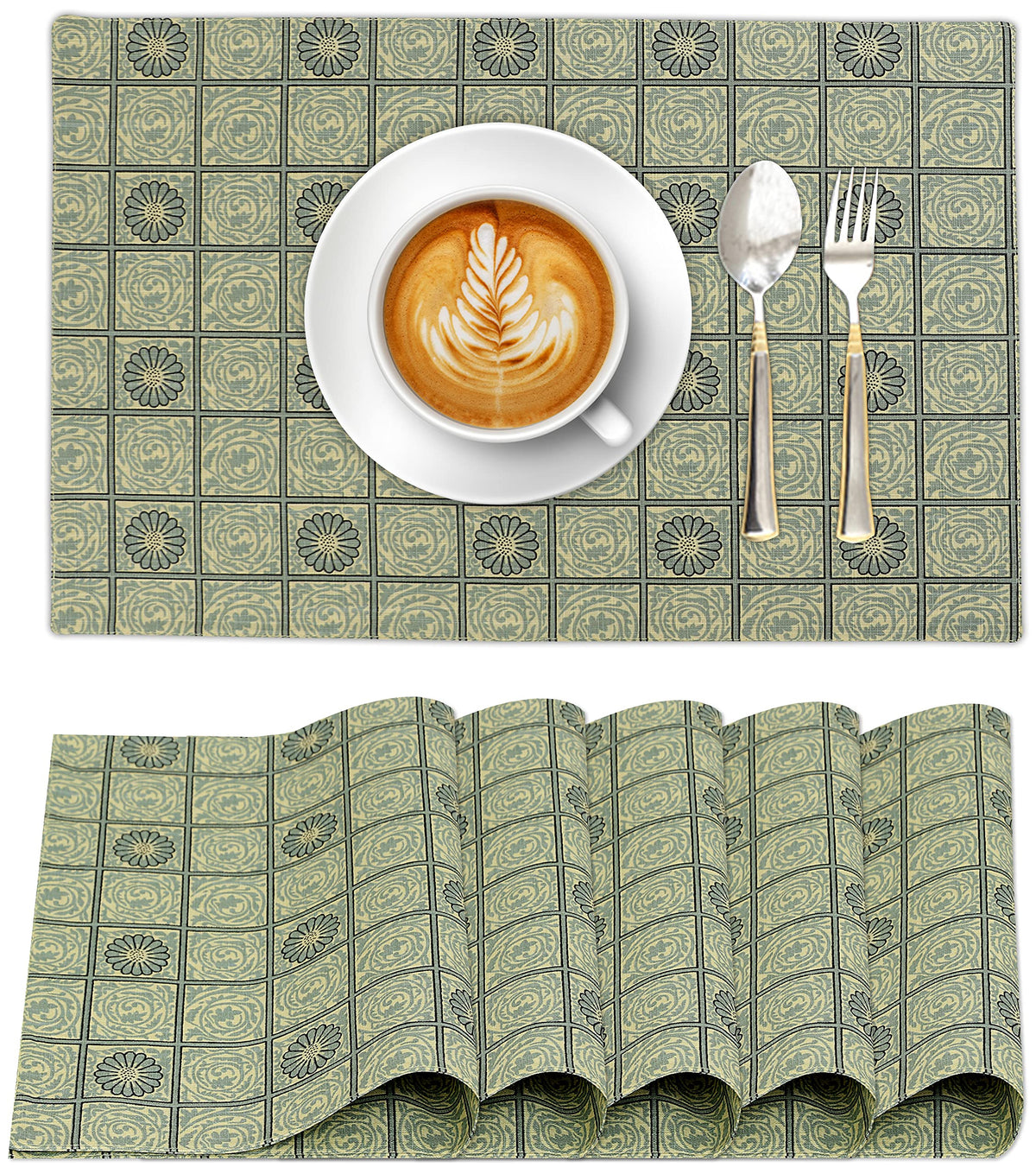 Ruvanti Placemats Set of 6, 100% Cotton Place Mats of 13"x19", Multi Stripe