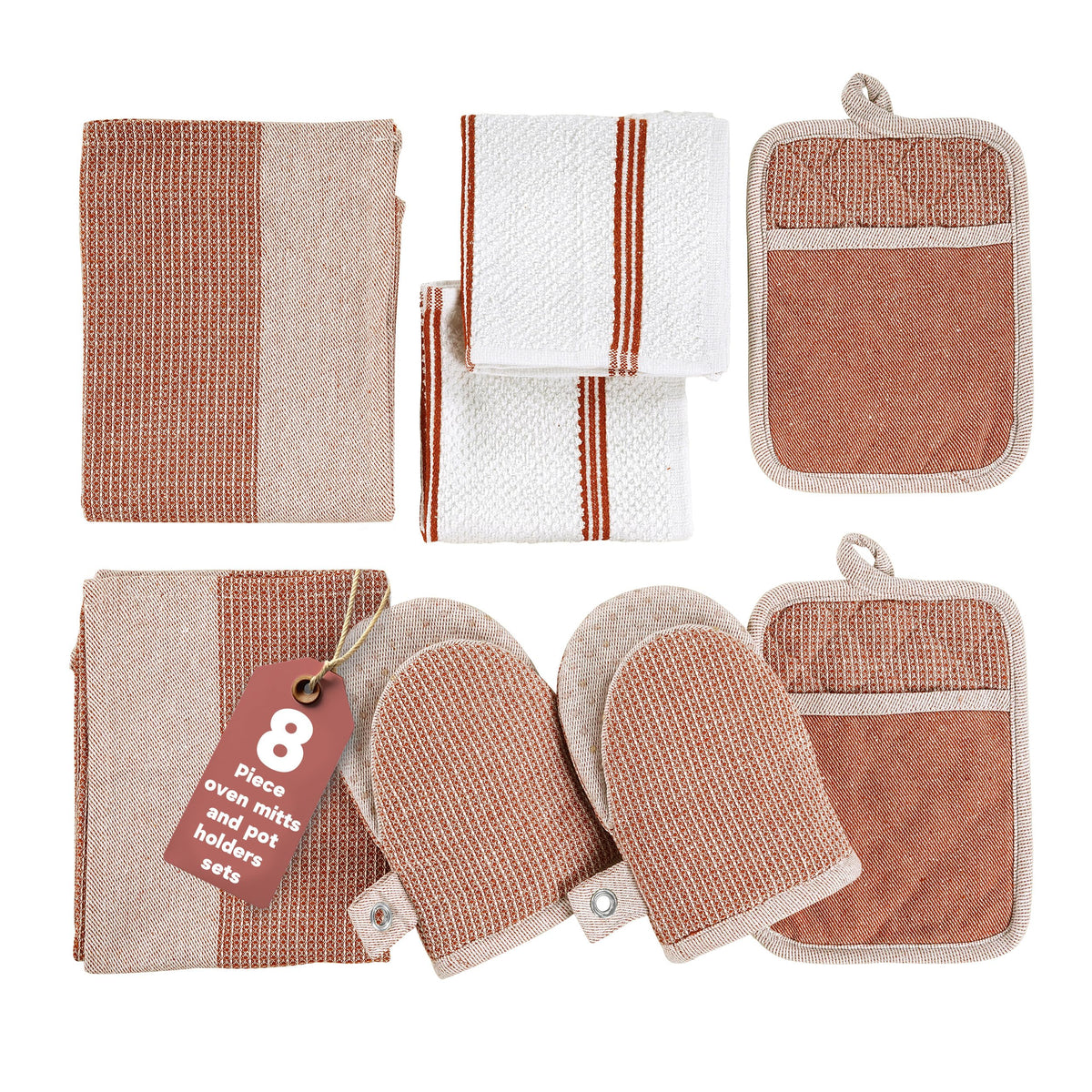 Casa Platino Silicone Oven Mitts Set, 8-Piece – 500°F Heat Resistant Mini Oven Mitt, Potholders for Kitchens, 2 Kitchen Towels & 2 Dish Cloths – Durable, Non-Slip & Machine Washable – Cornflower