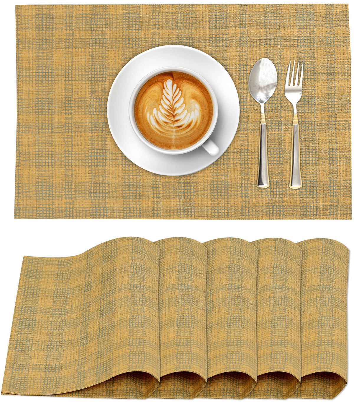 Ruvanti Placemats Set of 6, 100% Cotton Place Mats of 13"x19", Multi Stripe